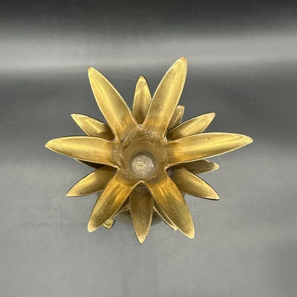 Vintage Brass Pineapple Candlestick Holder Statue Paw Feet Tropical Fruit Decor